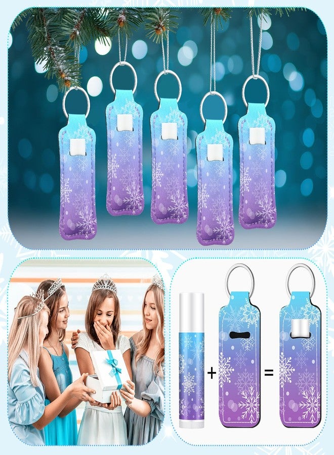 Swiffen 36 Pcs Winter Snowflake Party Favors Snowflake Lip Balm and Lipstick Holder Keychain Bulk Christmas Snow Flake Gifts for Coworkers Employee Women Guest Bridal Shower Party Supplies - Image 4